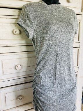 Gray Ruched Side Short Sleeve Women's Top